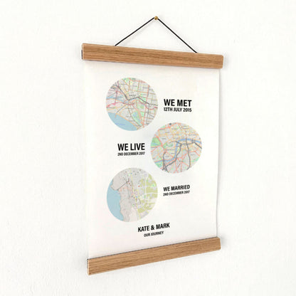 Personalised Couple Location Maps Print