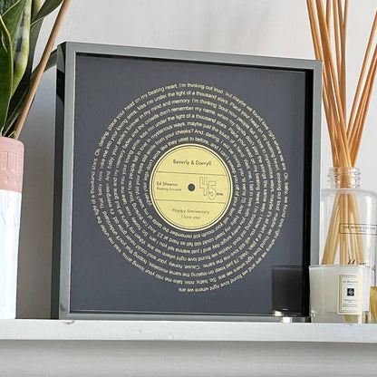 Personalised Vinyl Song Lyrics Metallic Gold Foil Print