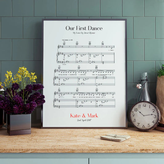 Personalised First Dance Wedding Music Sheet Notes Print