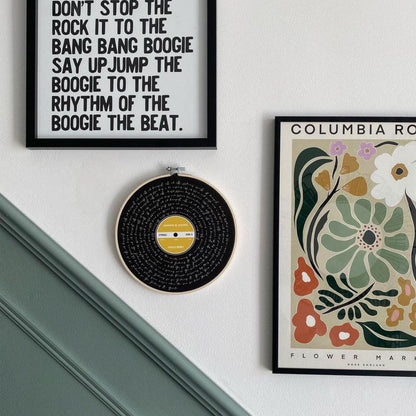 Personalised Song Lyrics Vinyl Record Cotton Canvas Circular Frame