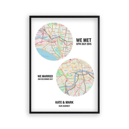 Personalised Couple Location Maps Print