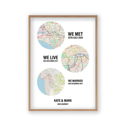 Personalised Couple Location Maps Print