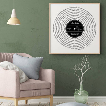 Personalised Favourite Song Lyrics Vinyl Record Print