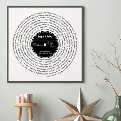 Personalised Favourite Song Lyrics Vinyl Record Print