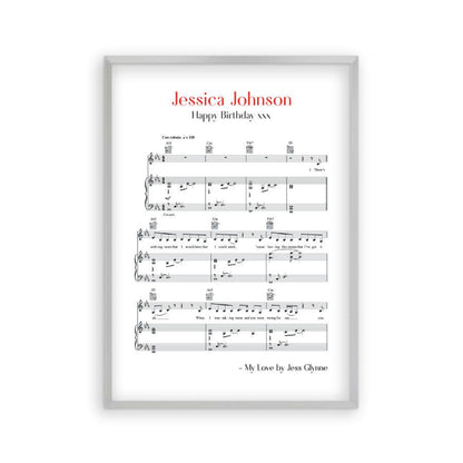 Personalised Favourite Song Music Sheet Notes Print - Blim & Blum