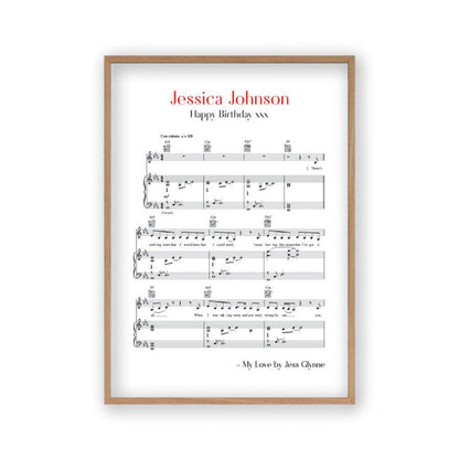 Personalised Favourite Song Music Sheet Notes Print - Blim & Blum