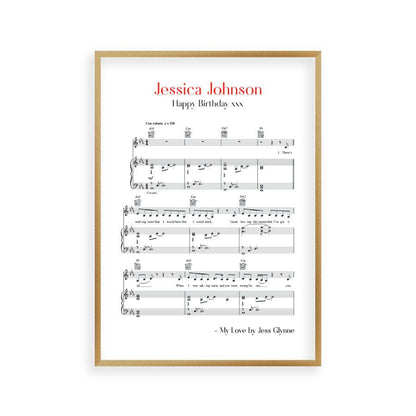 Personalised Favourite Song Music Sheet Notes Print - Blim & Blum