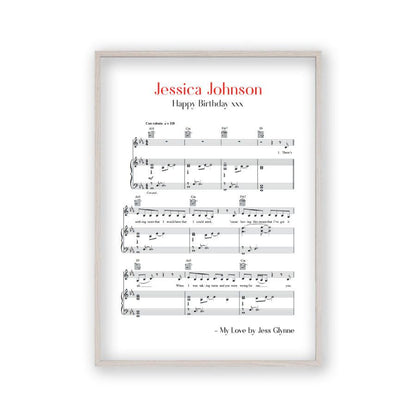 Personalised Favourite Song Music Sheet Notes Print - Blim & Blum