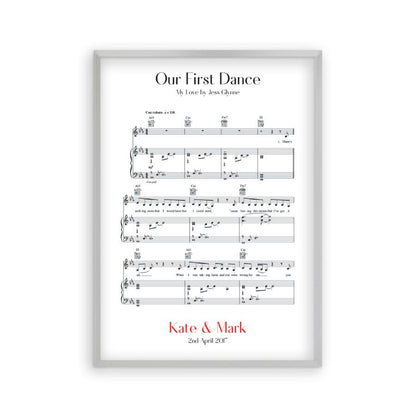 Personalised First Dance Wedding Music Sheet Notes Print - Blim & Blum