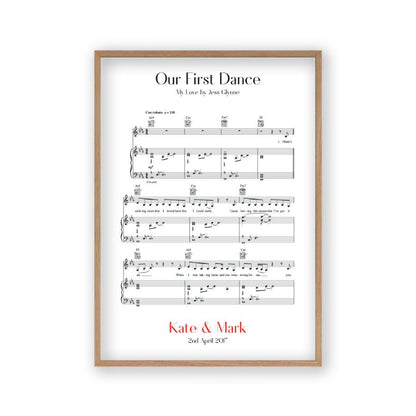 Personalised First Dance Wedding Music Sheet Notes Print - Blim & Blum