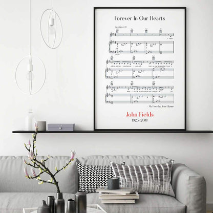 Personalised Funeral Memorial Song Sheet Music Print
