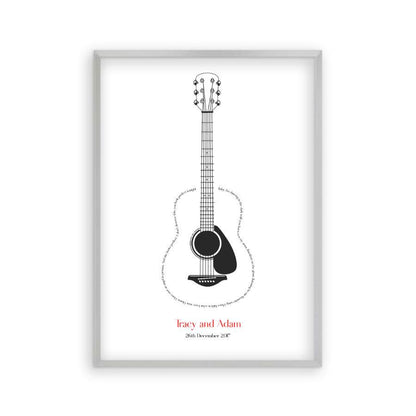 Personalised Guitar Song Lyrics Print - Blim & Blum