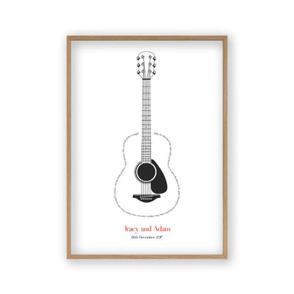 Personalised Guitar Song Lyrics Print - Blim & Blum