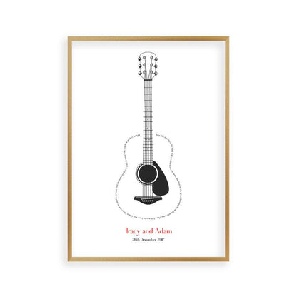 Personalised Guitar Song Lyrics Print - Blim & Blum