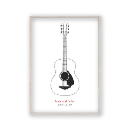 Personalised Guitar Song Lyrics Print - Blim & Blum