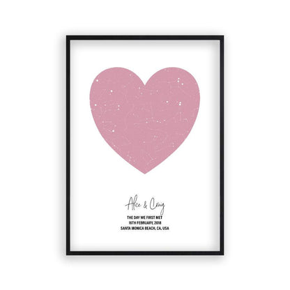 Personalised Heart Star Map Print