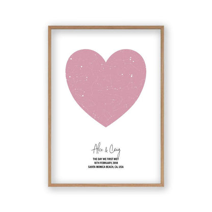 Personalised Heart Star Map Print