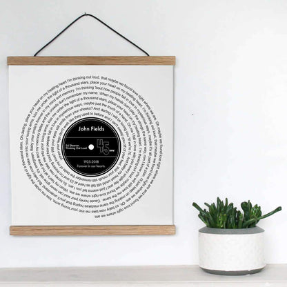 Personalised Memorial Song Music Lyrics Vinyl Print