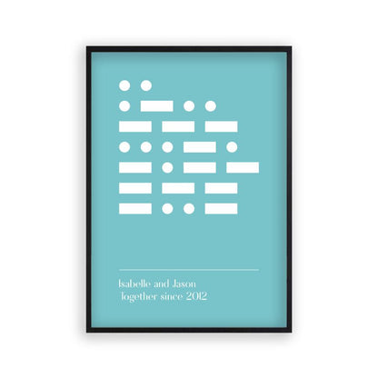 Personalised Morse Code Message Print in a matt black frame