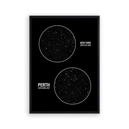 Personalised Star Map Multiple Locations Print