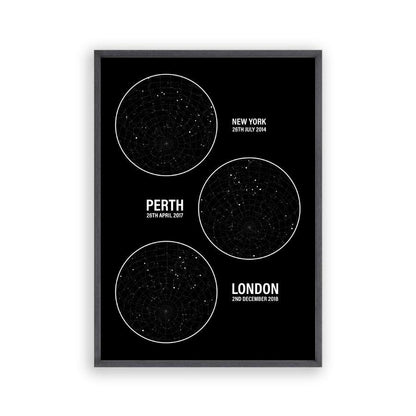 Personalised Star Map Multiple Locations Print