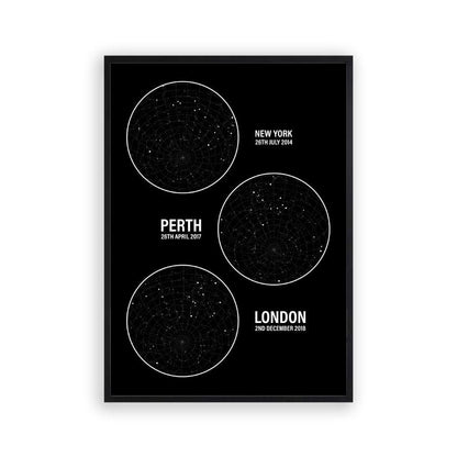 Personalised Star Map Multiple Locations Print