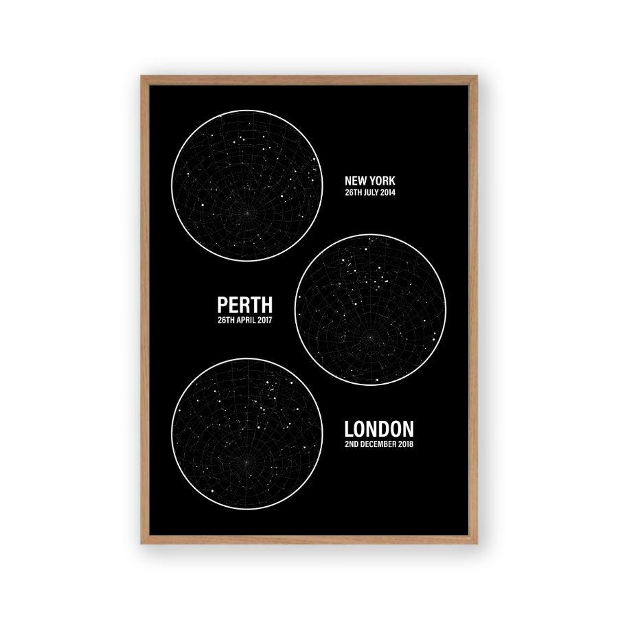 Personalised Star Map Multiple Locations Print