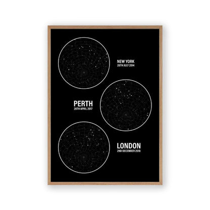 Personalised Star Map Multiple Locations Print