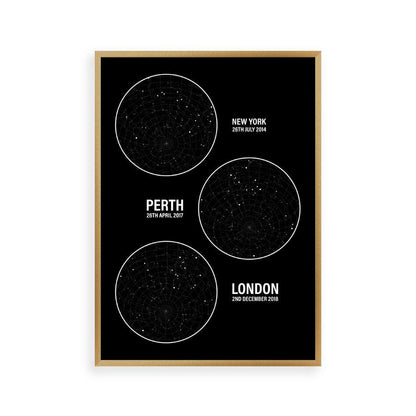 Personalised Star Map Multiple Locations Print