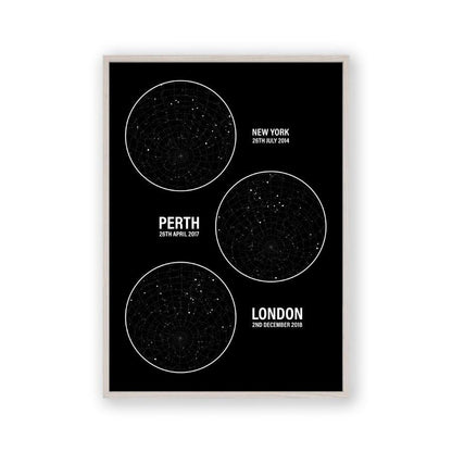 Personalised Star Map Multiple Locations Print