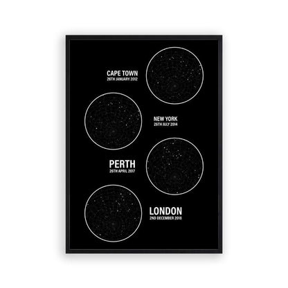 Personalised Star Map Multiple Locations Print