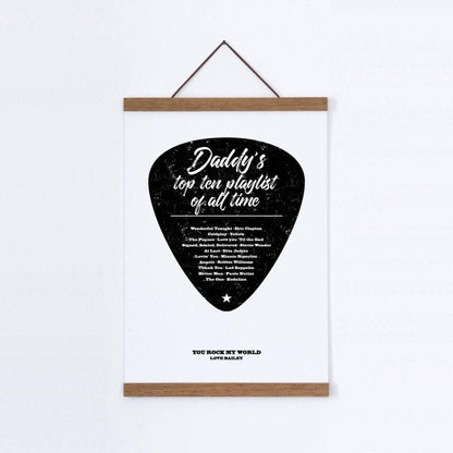 Personalised Top Songs Playlist Guitar Plectrum Print
