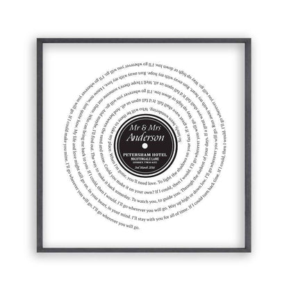 Personalised Vinyl First Dance Song Record Lyrics Print - Blim & Blum
