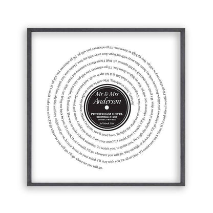 Personalised Vinyl First Dance Song Record Lyrics Print