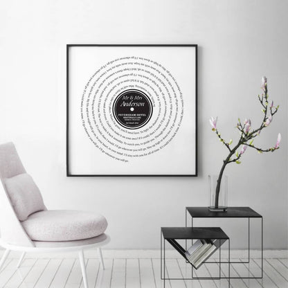 Personalised Vinyl First Dance Song Record Lyrics Print - Blim & Blum