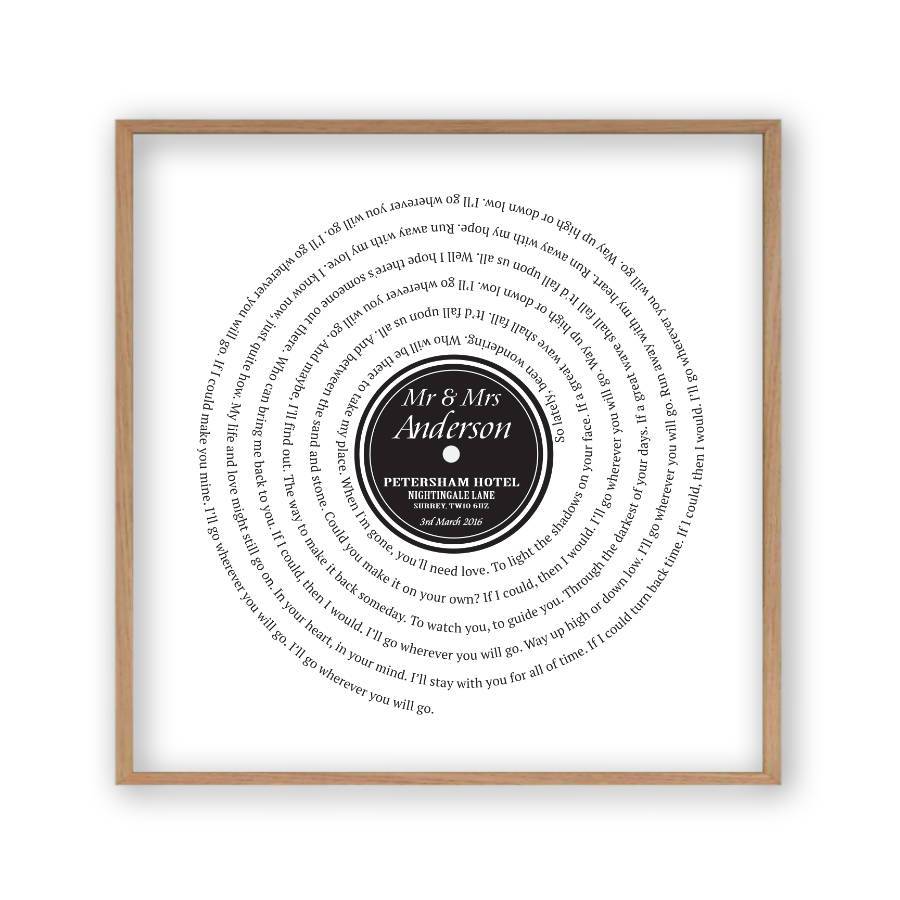 Personalised Vinyl First Dance Song Record Lyrics Print - Blim & Blum