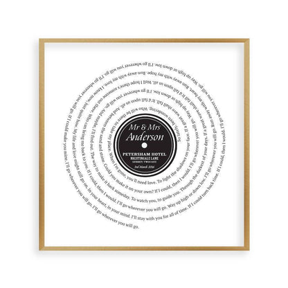 Personalised Vinyl First Dance Song Record Lyrics Print