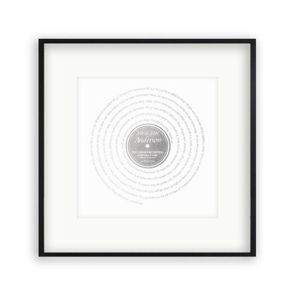 Personalised Vinyl Metallic Foil First Dance Song Record Lyrics Print - Blim & Blum