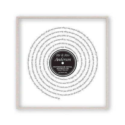 Personalised Vinyl First Dance Song Record Lyrics Print - Blim & Blum