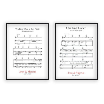 Personalised Wedding Day Sheet Music - Set Of 2 Prints - Blim & Blum