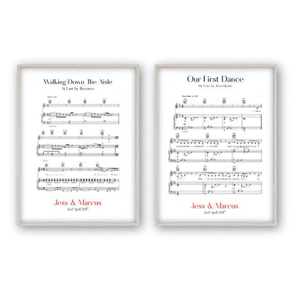 Personalised Wedding Day Sheet Music - Set Of 2 Prints - Blim & Blum