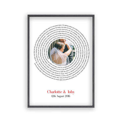 Personalised Wedding Photo And Lyrics Print