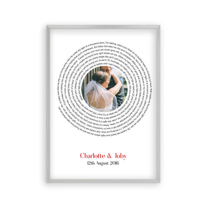 Personalised Wedding Photo And Lyrics Print