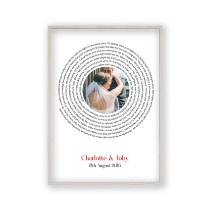 Personalised Wedding Photo And Lyrics Print