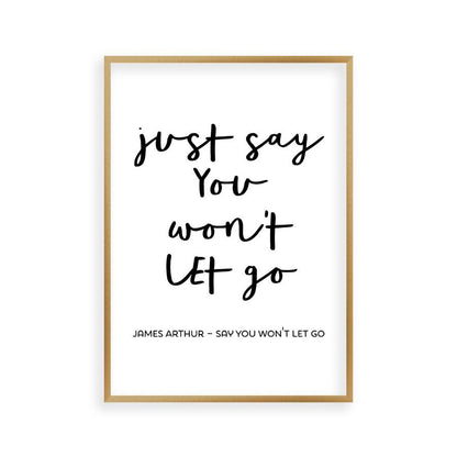 Say You Won't Let Go Lyrics Print in a brushed copper frame