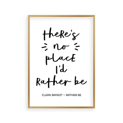 There's No Place I'd Rather Be Lyrics Print in a brushed copper frame