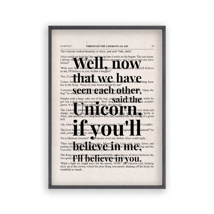 Alice In Wonderland Unicorn Quote Book Print