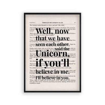 Alice In Wonderland Unicorn Quote Book Print