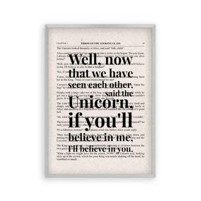 Alice In Wonderland Unicorn Quote Book Print