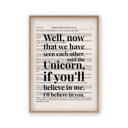 Alice In Wonderland Unicorn Quote Book Print